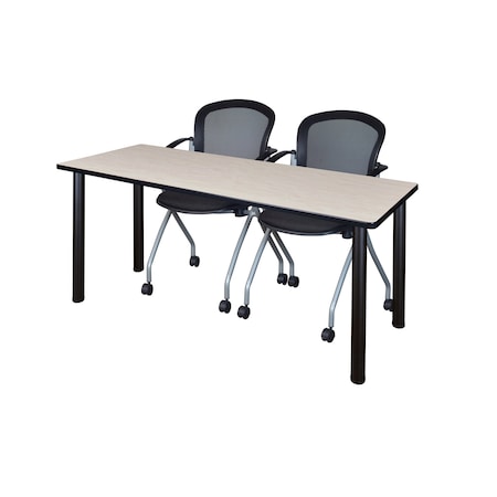 Kee Rectangle Tables > Training Tables > Kee Table & Chair Sets, 66 W, 24 L, 29 H, Maple MT6624PLBPBK23BK